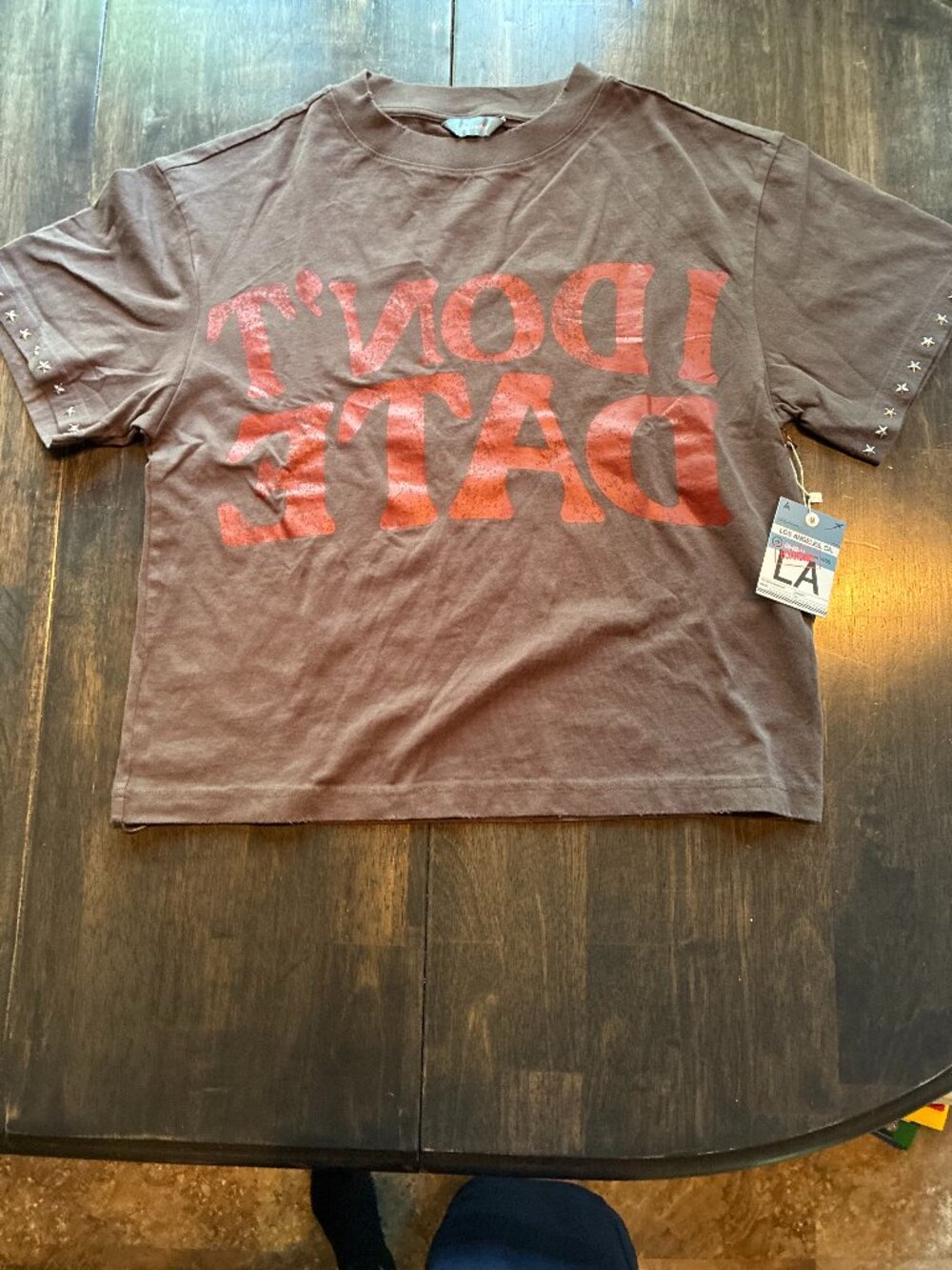 Lifted Anchors Men's Grey and Brown T-shirt